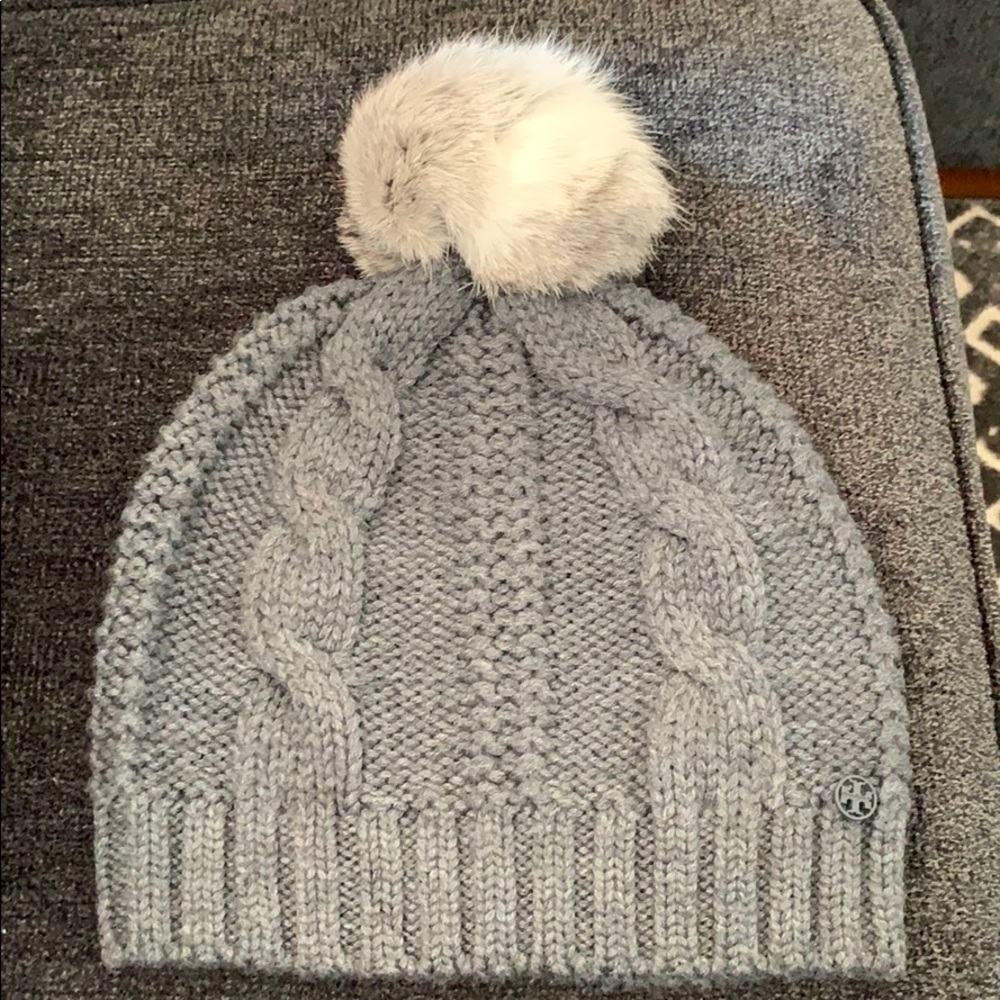 Tory Burch Rabbit Fur Pom Pom Hat